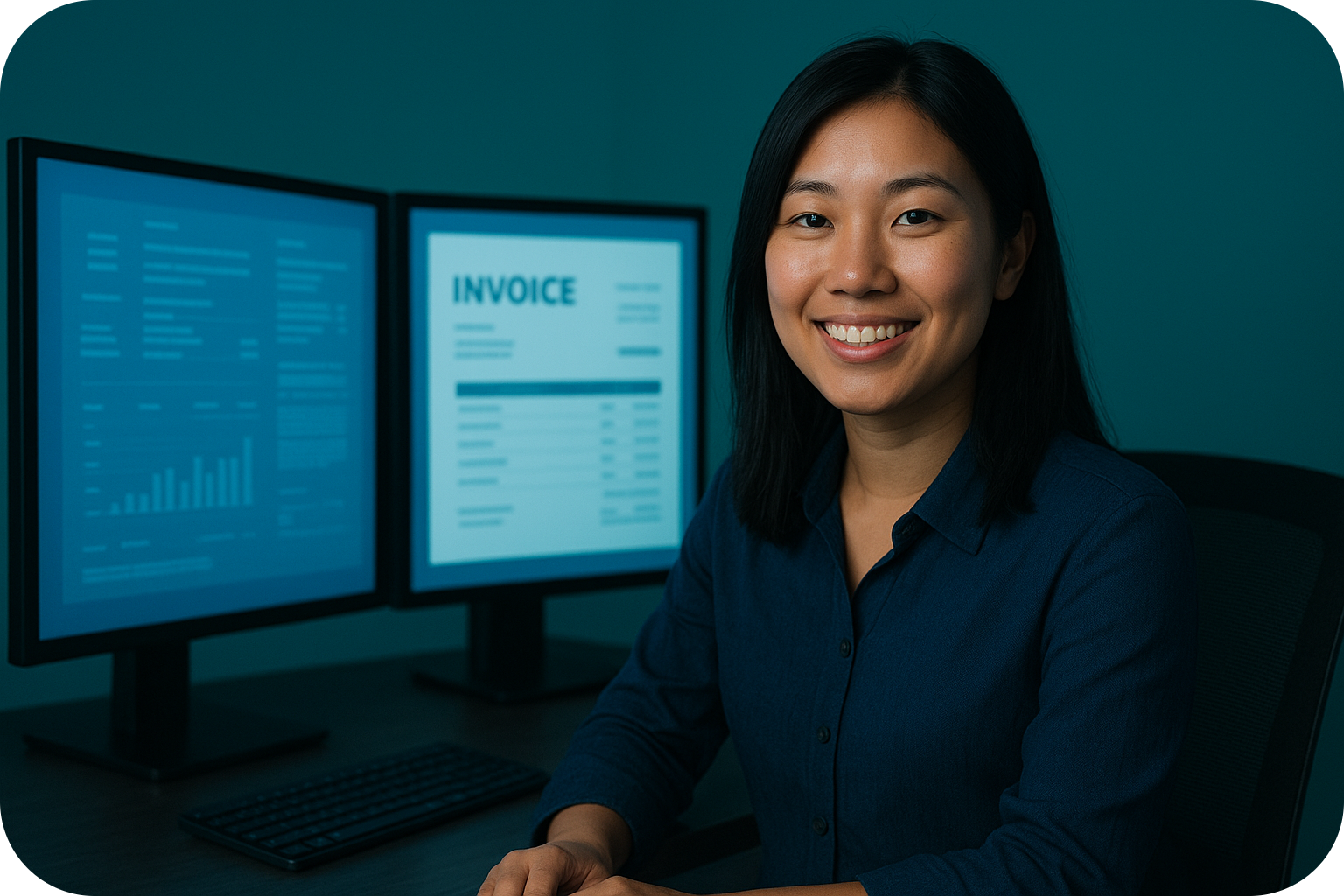 Healthcare professional reviewing patient information across multiple clinical software displays